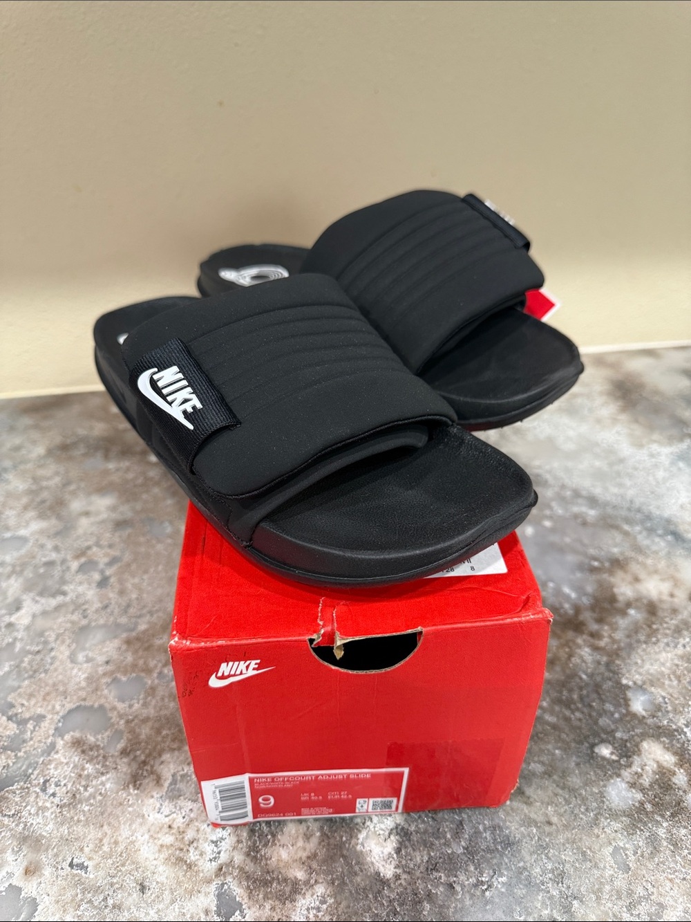Nike Black Adjustable Padded Slide Sandals